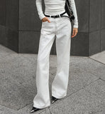 PICSGIRL  -  White Cotton Elegant Straight Trousers Women Office High Waist Floor-Length Pants Spring 2025 Pleated Causal Pants