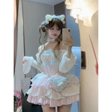 PICSGIRL  -  Autumn Lolita Kawaii Bow Dress Women Japanese Sweet Princess Dress Female Korean Fashion Print Cute Party Mini Dress 2024 New