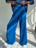 PICSGIRL  -  Blue Office Women'S Pants Fashion Loose Full Length Ladies Trousers Casual High Waist Wide Pants for Women