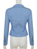 PICSGIRL  -  Office Ladies Casual Striped Blouse Elegant Basic Turn-Down Collar Long Sleeve Shirts Women Spring Autumn Streetwear