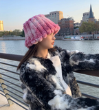 PICSGIRL  -  Autumn/Winter New Mixed Color Plush Lampholder Fisherman Hat Women's Korean Designer Wide Plush Bucket Hat