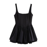 PICSGIRL  -  Elgant Sling Mini Dresses Women Sexy Slim Square Neck Puffy Female Robes 2024 Fashion Solid Sleeveless A Line Lady Party Dress