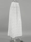 PICSGIRL  -  Lace Transparent Jacquard Long Skirt Women Elastic Waist Sexy Sheer White Straight Skirts Streetwear Fashion Chic Faldas Bottom