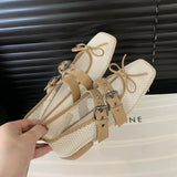 PICSGIRL  -  Fashions Mesh Ballet Flat Shoes Women Belt Buckle Square Toe Loafers New 2024 Casual Comfy Hollow Bow Designer Mary Jane Pumps