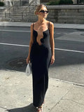 PICSGIRL  -  Summer Elegant Woman Slip Dress Sexy Deep V Neck Long Dresses Female Fashion Slim Fit Sleeveless Backless Maxi Dress