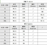 PICSGIRL  -  Ruffle Short Sleeve Tees And Elastic Waist Shorts Pajamas Women Suitheart Print Sweet Ribbed T-shirts Trouser Sumemr 2 Piece Set