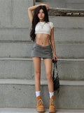 PICSGIRL  -  Simple Two-Piece Set Women Mini High Elasticity t-Shirt+Sash Culotes Solid Street Summer Trend Classic Matching Suits