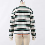 PICSGIRL  -  Vintage Stripe Basic Women's T-shirt Casual Long Sleeve Female All Match Polo Shirt Spring New Ladies Loose Tops High Street