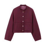PICSGIRL  -  Stand Collar Short Jacket For Women Fashion Loose Single Breasted Coat Casual 2025 Spring Autumn New Solid Woman Outwear