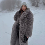 PICSGIRL  -  casual winter outfits Extra Long Luxury Lamb Fur Teddy Coat Women 2024 Winter Ladies Mob Wife Style Oversized Chunky Faux Fur Jacket Overcoat