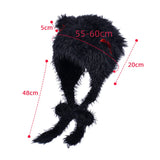 PICSGIRL  -  Winter Fur Hat Cat Women Ears Bow Knitted Beanies with Strap Outdoor Windproof Warm Thickened Bonnet Fashion Ear Protection Caps