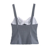 PICSGIRL  -  Summer Elegant Women's Plaid Corset Style Camisole Top 2024 New Casual Fashion Classic Retro Short Sexy Camisole Top