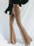 PICSGIRL  -  Stylish Leopard Printed High Waist Pants Women 2024 Spring Summer Charming Slim Bell-bottoms Newest Female Street Flare Trousers