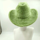 PICSGIRL  -  Fedora Hat Emerald Green Plush Cowboy Hat Material New Jazz Hat European and American Fashion Hat Big Brim Hat 