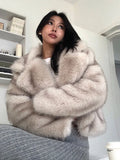 PICSGIRL  -  Elegant Solid Faux Fur Women Coat Full Sleeve Loose Lapel Lady Jacket Fashion Autumn Winter Warm Thicken Female Outwear