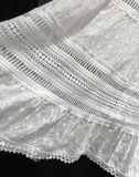 PICSGIRL  -  Embroidered Hollow Lace Spliced White Long Skirt 2024 Spring Summer New Elastic Waist Cotton A-line Vacation Beach Boho Skirt