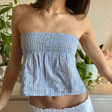 PICSGIRL  -  Women's Summer Y2K Elastic Boost Tube Tops Striped Print Big Bow Tied Backless Off-Shoulder Bandeau Vest Streetwear