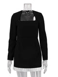 PICSGIRL  -  layered look inspo Patchwork Sexy Square Collar Pleated Women Dress Black Long Sleeve High Waist Mini Dress Winter Slim Elegant Streetwear