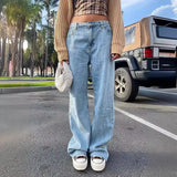 PICSGIRL  -  2024 High Waist Straight Women's Jeans Casual Women New Blue Denim Trousers Fashion Streetwear Wide Leg Baggy Pants