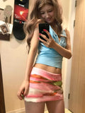 PICSGIRL  -  Y2k Aesthetic Mini A-Line Skirt Pink Printing Streetwear Saldas Mujer Moda 2024 Harajuku Zipper Grunge Skirts Women Summer Saia