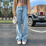 PICSGIRL  -  2024 High Waist Straight Women's Jeans Casual Women New Blue Denim Trousers Fashion Streetwear Wide Leg Baggy Pants