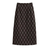 PICSGIRL  -  party look snspos 2025 New Women Spring Autumn Plaid Print Wrap Hips Skirts Fashion Ankle-Length Sexy Slim Pencil Preppy Style Girls Midi Skirt