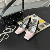 PICSGIRL  -  Square-toed Mary Jane Shoes Women Pumps Mixed Colors Designer Slingback Shoes Female Retro Ankle Straps High Heels Mary Jane