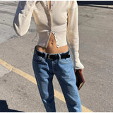 PICSGIRL  -  Sexy Women's Crop Cardigans Slim Solid O-neck Single Breasted Long Sleeve Female Sweaters 2024 Autumn Lady Elastic Cozy Knitwear