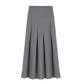 PICSGIRL  -  A-Line Pleated Split Midi Skirt Women Dress Mid-rise Schoolgirl Mid-length Skirt American Casual Hottie Outfit Streetwear