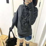 PICSGIRL  -  Y2K Fashion Gray Irregular Bat Sleeve Knitted Sweater Women Winter New Retro Simple Loose Harajuku Casual Pullover Sweater