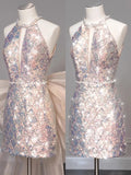 PICSGIRL - 2024 Shining Prom Dress New Fashion Sequin Spaghetti Strap Robe De Soiree Sexy Backless Evening Dress With A Detachable Big Bow