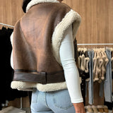 PICSGIRL  -  Women's Winter Faux Suede Vest Sleeveless Zipper-Up Fleece Sherpa Lined Jacket Fashion Casual Outerwear Coat