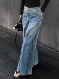 PICSGIRL  -  Y2K Style New Rock Hip Hop Baggy Wide Leg Jeans Pants Women 90S Clothes Vintage Straight Lady Denim Trousers Ropa Mujer