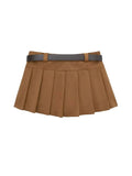 PICSGIRL  -  2024 Women's Sexy Mini Pleated Skirts with Belt Fashion Mid Waist A-Line Skirt with Lining Shorts Female Casual Skirt