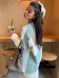 PICSGIRL -  Fashion Color block colorful Sweater For Women O Neck Long Sleeve Casual Loose Pullovers Autumn female High Street Knitwear