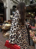 PICSGIRL -  Women Fashion Leopard Printed Lapel Coat 2024 New Chic Single Breasted Loose Jacket Female Causal Commuting Street Outerwear