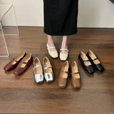 PICSGIRL  -  Korean Style Women Flat Women's Square Toe  Mary Jane Shoes Retro Single Shoes Ballerina Flats Mujer