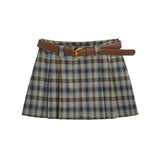 PICSGIRL  -  2024 Summer Skirts For Women Fashion A-Line Plaid Mini Skirt Vintage High Waisted Skirts Preppy Skirt With Safety Shorts & Belts