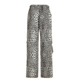 PICSGIRL  -  Leopard Print Fashion Wide Leg Pants Y2K Vintage High Street Hip Hop Straight Trousers Grunge Style Lady Joggers Fall