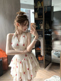 PICSGIRL  -  2024 Summer New Elegant Floral Evening Party Dress Women French Causual Mini Dress Korean Sweet V-Neck Slim One Piece Dress New