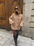 PICSGIRL  -  Women Fashion Solid Single Breasted Jackets Coats Vintage Lapel Neck Long Sleeves Female Chic Lady Outfits