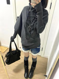 PICSGIRL  -  Y2K Fashion Gray Irregular Bat Sleeve Knitted Sweater Women Winter New Retro Simple Loose Harajuku Casual Pullover Sweater