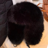 PICSGIRL  -  Thick Furry Faux Fur Hats For Women Men Winter Outdoor Keep Warm Earflap Ski Hat Girl Corner Buckle Windproof Russian Bomber Cap