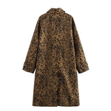 PICSGIRL  -  Summer Elegant Women's 2024 New Casual Fashion Long-Sleeved Single-Breasted Leopard Print Jacket Long Loose Trench Coat Outwear