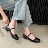 PICSGIRL  -  NEW Women Flat Women's Square Toe Retro Single Shoes One Word Buckle Mary Jane Shoes Ballerina Flats Mujer