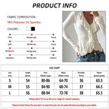 PICSGIRL  -  V-Neck Knitting Perspective Ruffled Tees Shirts Women Long Sleeves Sexy Cropped Sunwear 2024 Basic Solid T-Shirts