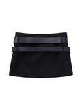 PICSGIRL -  Female Vintage Fashion Slim Mini Skirt Double Belts Women's Casual Y2K Low Waist Bodycon Vestidos Zipper Pencil Skirt