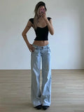 PICSGIRL  -  Light Blue Low Waist Jeans Woman Streetwear American Vintage Denim Pants Female Casual Washed Straight Pantalons Mujer