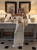 PICSGIRL  -  Beach Party Two-Piece Set See Through Scarf Mini Wrap Top Mesh Irregular Hem+Multi-Pleated Bottoms Matching Pretty Suits