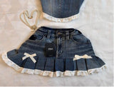 PICSGIRL  -  Korean Gothic Sexy Hottie Denim Skirt Suit for Women Harajuku Y2k Style High Street Retro Design Cute Mini Skirt Punk Slim Top